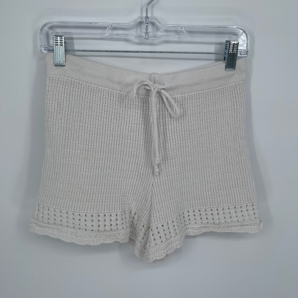 Aerie Women's Cream Crochet Pointelle Knit Drawstring Lounge Shorts Size S